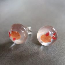 Limpid red fish Earrings