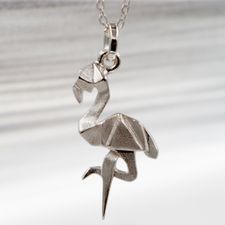 Origami flamingo necklace