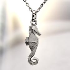 Origami silver seahorse necklace