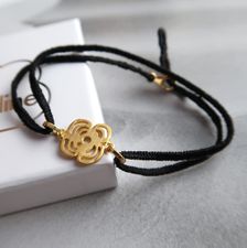 Outline Gold flower bracelet black lace2