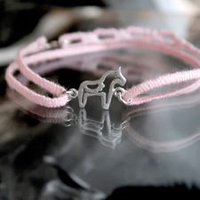 Outline Silver horse Bracelet Pink